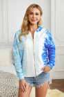Women's Zip Up Drawstring Tie Dye Color Block Shirts Hoodies for Women