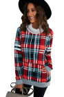 Women’s Buffalo Plaid Print Sherpa High Neck Pullover Sweatshirt