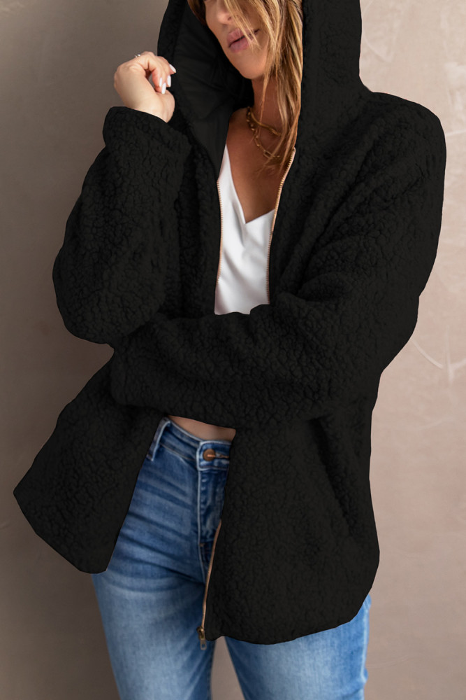 Women's Winter Hoodies Zip Up Sherpa Warm Coat with Pocket