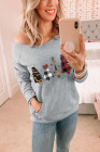Plaid Christmas Tree Grey Sweatshirt for Women Pullover Shirt
