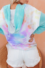 Women's Zip Up Drawstring Tie Dye Color Block Shirts Hoodies for Women