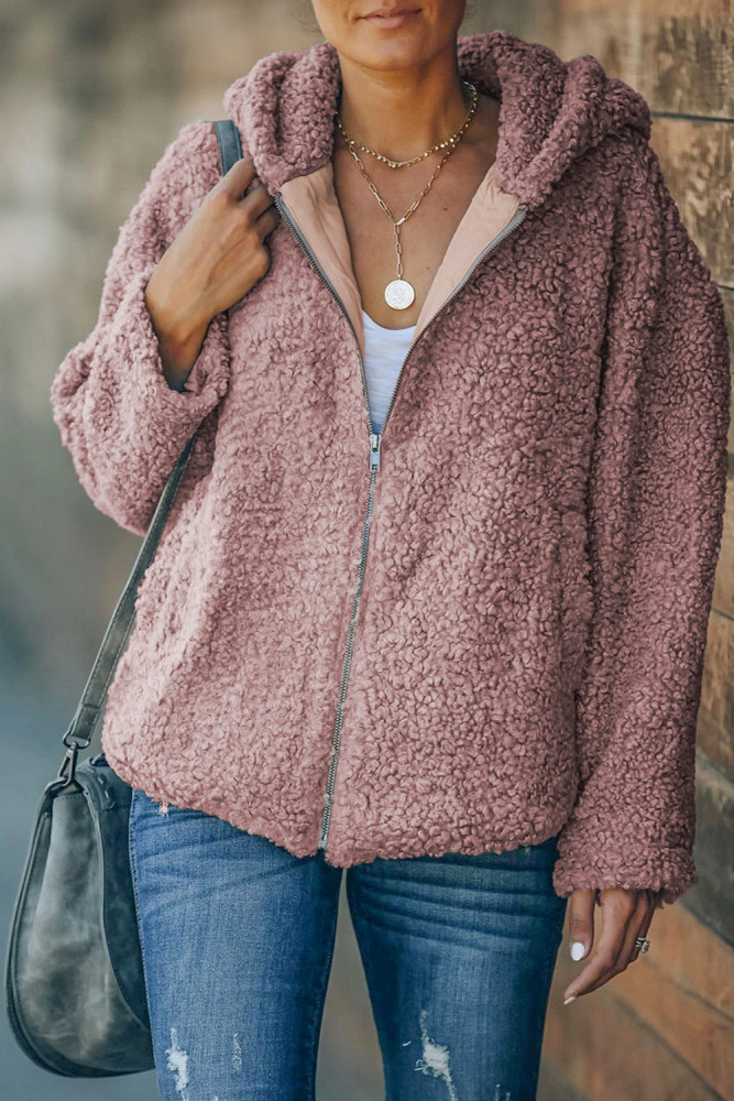 Women's Winter Hoodies Zip Up Sherpa Warm Coat with Pocket