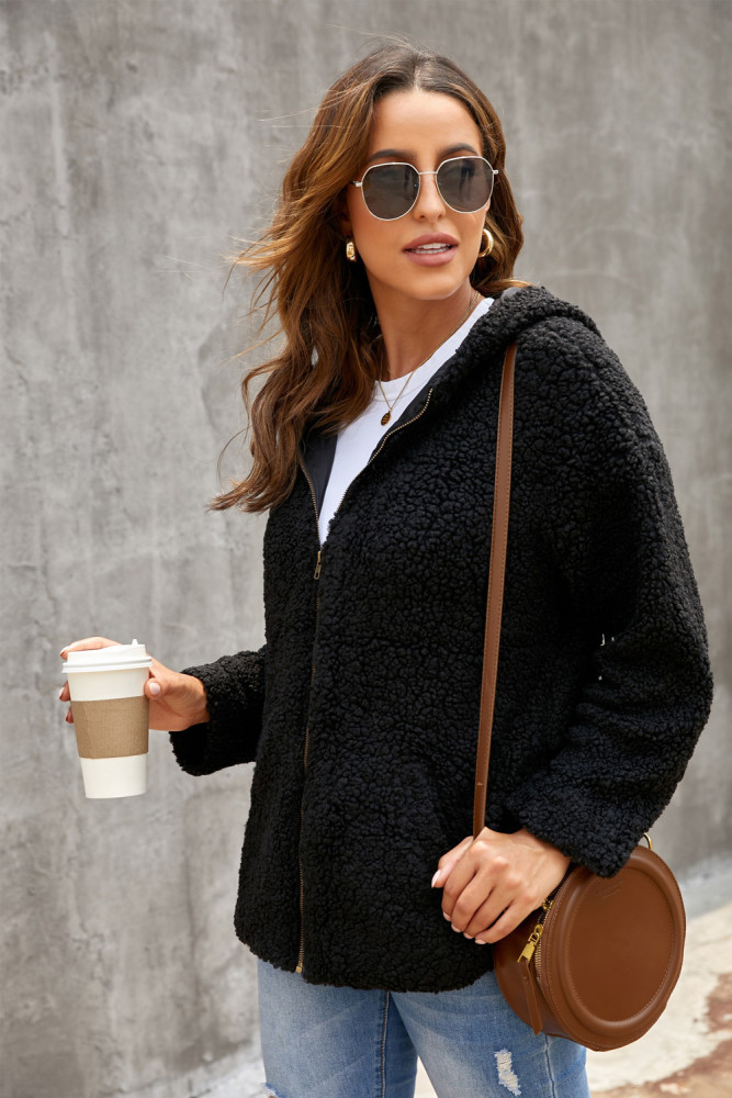 Women's Winter Hoodies Zip Up Sherpa Warm Coat with Pocket