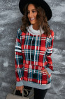 Women’s Buffalo Plaid Print Sherpa High Neck Pullover Sweatshirt