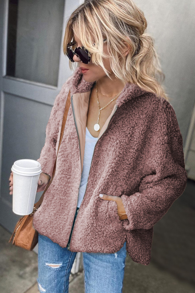 Women's Winter Hoodies Zip Up Sherpa Warm Coat with Pocket