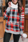 Women’s Buffalo Plaid Print Sherpa High Neck Pullover Sweatshirt