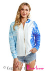 Women's Zip Up Drawstring Tie Dye Color Block Shirts Hoodies for Women