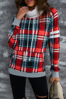 Women’s Buffalo Plaid Print Sherpa High Neck Pullover Sweatshirt