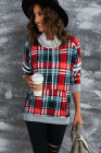 Women’s Buffalo Plaid Print Sherpa High Neck Pullover Sweatshirt