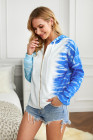 Women's Zip Up Drawstring Tie Dye Color Block Shirts Hoodies for Women