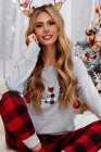 Plaid Christmas Tree Grey Sweatshirt for Women Pullover Shirt