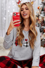 Plaid Christmas Tree Grey Sweatshirt for Women Pullover Shirt