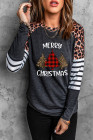 Merry Christmas T Shirt Women Leopard Raglan Sleeve Tees Tops