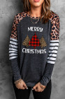 Merry Christmas T Shirt Women Leopard Raglan Sleeve Tees Tops