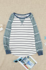 Womens Plaid Long Raglan Striped Shirts Top