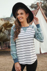 Womens Plaid Long Raglan Striped Shirts Top