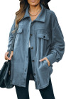 Women's Turn Down Collar Buttoned Shacket Jacket Coat Outerwear