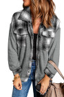 Womens Winter Plaid Shirts Coats Buttoned Pocket Sherpa Jacket