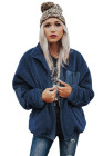 Womens Oversized Zip Up Sherpa Coat with Pocket