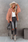 Women's Frayed Denim Jacket Distressed Fringe Trim Denim Shirt