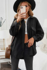 Women's Turn Down Collar Buttoned Shacket Jacket Coat Outerwear