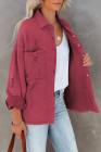 Women's Frayed Denim Jacket Distressed Fringe Trim Denim Shirt