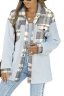 Womens Winter Plaid Shirts Coats Buttoned Pocket Sherpa Jacket