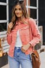Women's Frayed Denim Jacket Distressed Fringe Trim Denim Shirt