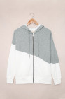 Womens Casual Hoodie Asymmetric Color Block Draswtring Hooded Jacket