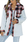 Womens Winter Plaid Shirts Coats Buttoned Pocket Sherpa Jacket