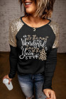 Silindashop Merry Christmas Shirts Wonderful Christmas Sequin Raglan Sleeve Top Sweatshirts