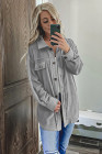 Women's Turn Down Collar Buttoned Shacket Jacket Coat Outerwear