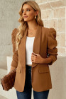 Casual Blazers Puff Sleeve Work Suit Office Blazer Jackets