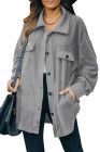 Women's Turn Down Collar Buttoned Shacket Jacket Coat Outerwear