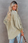 Women's Frayed Denim Jacket Distressed Fringe Trim Denim Shirt