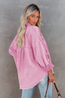 Women's Frayed Denim Jacket Distressed Fringe Trim Denim Shirt