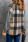 Womens Winter Plaid Shirts Coats Buttoned Pocket Sherpa Jacket
