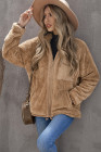 Womens Oversized Zip Up Sherpa Coat with Pocket