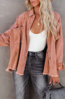 Women's Frayed Denim Jacket Distressed Fringe Trim Denim Shirt
