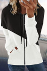 Womens Casual Hoodie Asymmetric Color Block Draswtring Hooded Jacket