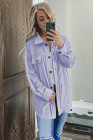 Women's Turn Down Collar Buttoned Shacket Jacket Coat Outerwear