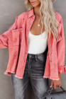Women's Frayed Denim Jacket Distressed Fringe Trim Denim Shirt
