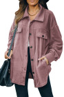 Women's Turn Down Collar Buttoned Shacket Jacket Coat Outerwear