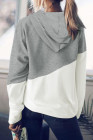 Womens Casual Hoodie Asymmetric Color Block Draswtring Hooded Jacket