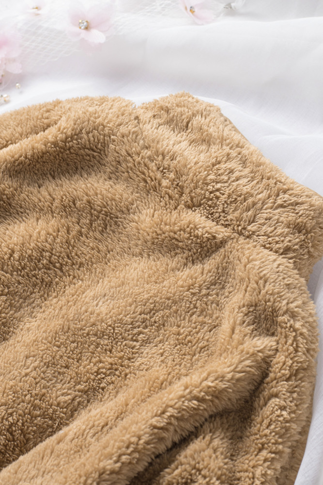 Womens Oversized Zip Up Sherpa Coat with Pocket