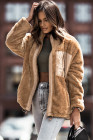 Womens Oversized Zip Up Sherpa Coat with Pocket