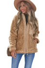 Womens Oversized Zip Up Sherpa Coat with Pocket