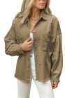 Women's Frayed Denim Jacket Distressed Fringe Trim Denim Shirt
