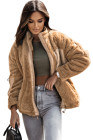 Womens Oversized Zip Up Sherpa Coat with Pocket