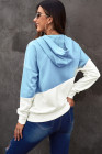Womens Casual Hoodie Asymmetric Color Block Draswtring Hooded Jacket